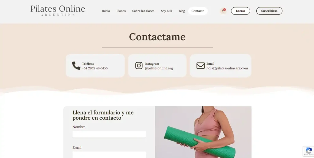 Pilatesonlinearg.com: contacto pilatesonlinearg