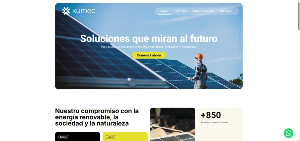 Proyecto Xumec Soluciones: sitio informativo diseñado por Jedbweb